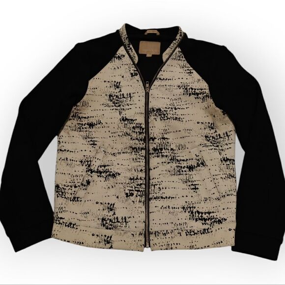 Soia & Kyo black and white zip Bomber Jacket Made in Canada size M - Picture 2 of 8
